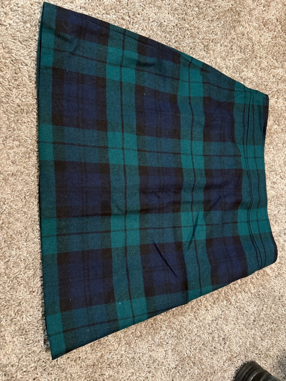 J. Crew Green and Navy Plaid A-Line Skirt